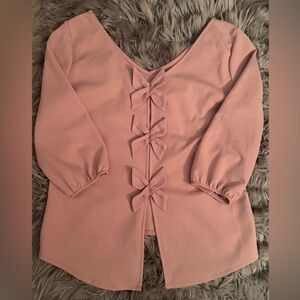 New York & Company Elegant Pink Women's Bow Top